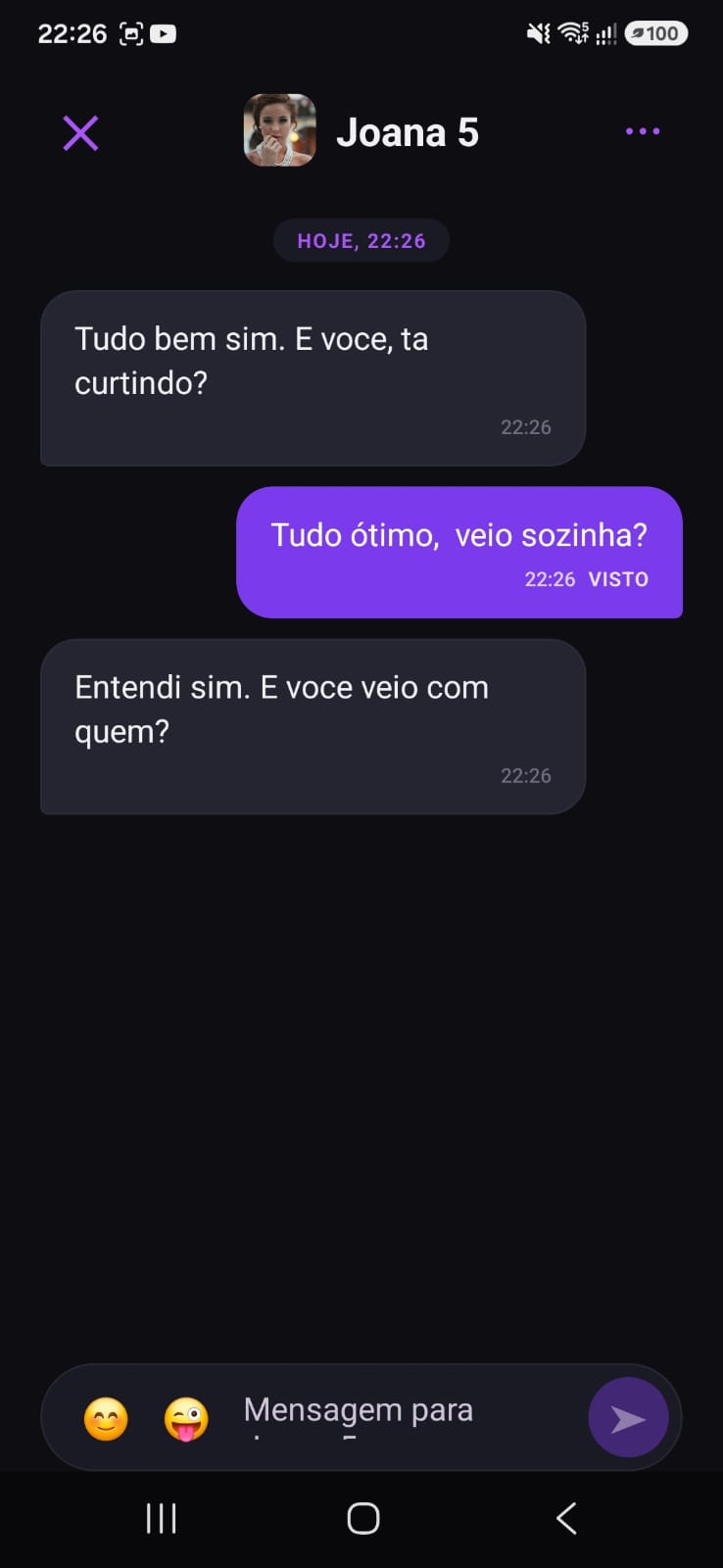 Tela de conversa do MatchChat